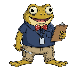 Crook the cane toad in a fake tech-support disguise — the Kookabytes villain that scam popups belong to